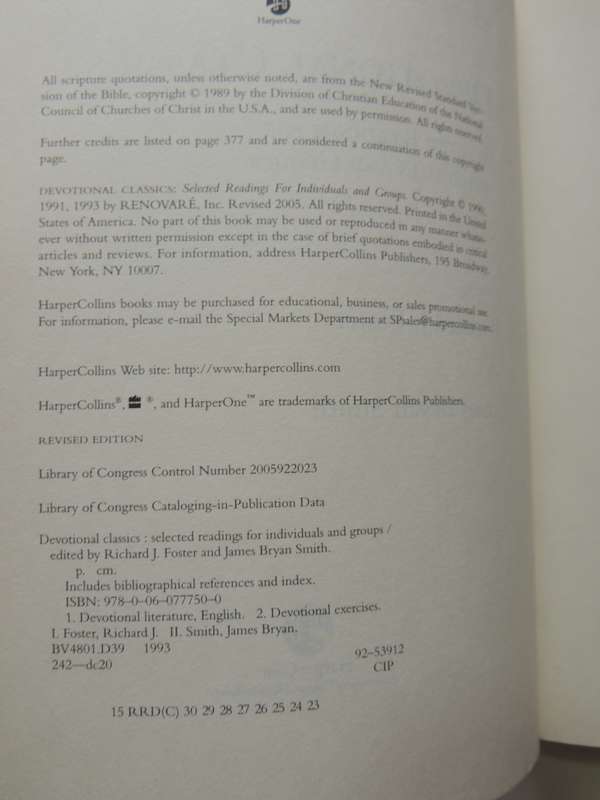Devotional Classics, Selected Readings For Individuals &Groups,... Resource for Spiritual -RJ Foster
