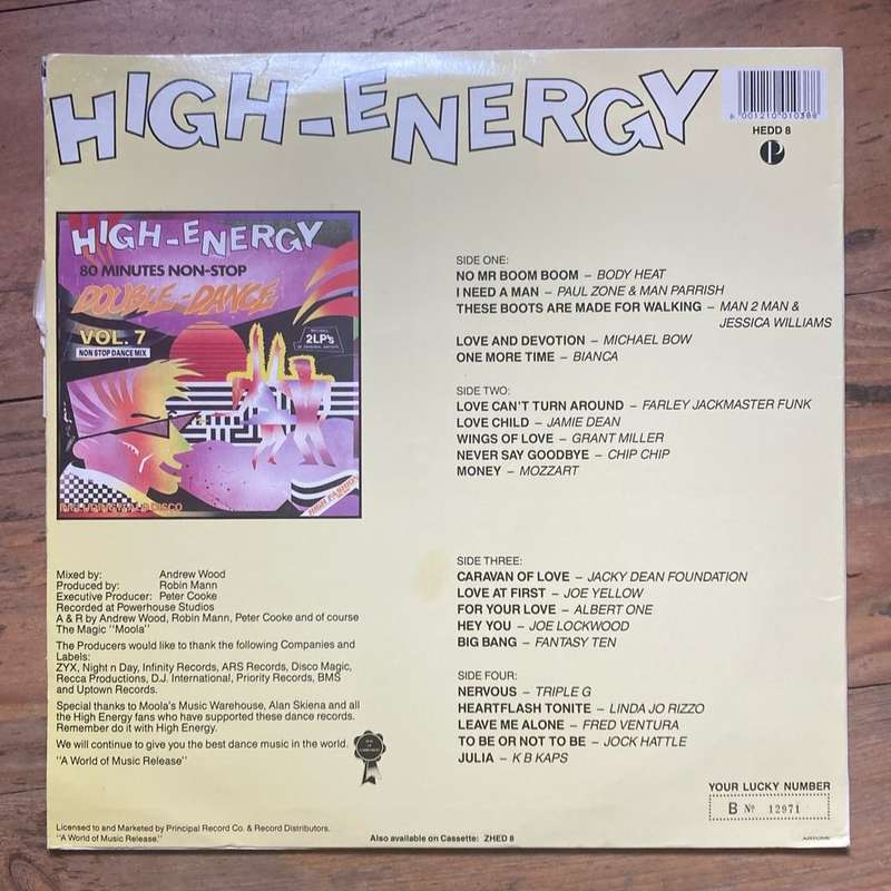 Various - High Energy Double-Dance Vol.8 2xLP/Comp. (1987 SA press) VG+/VG/VG