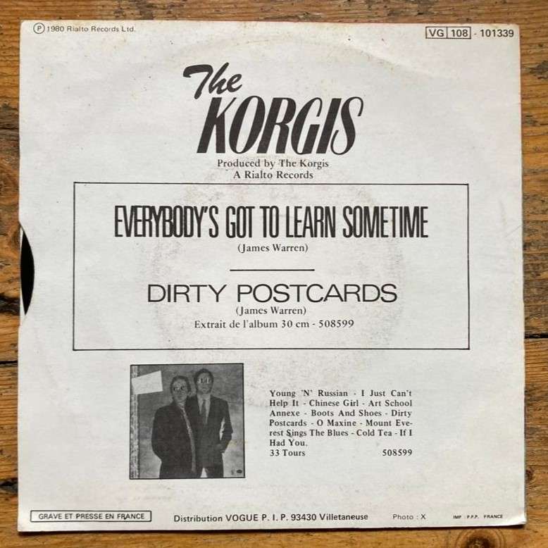 Korgis - Everybody's Got To Learn Sometime 7"/single (1980 French import) VG+/VG+