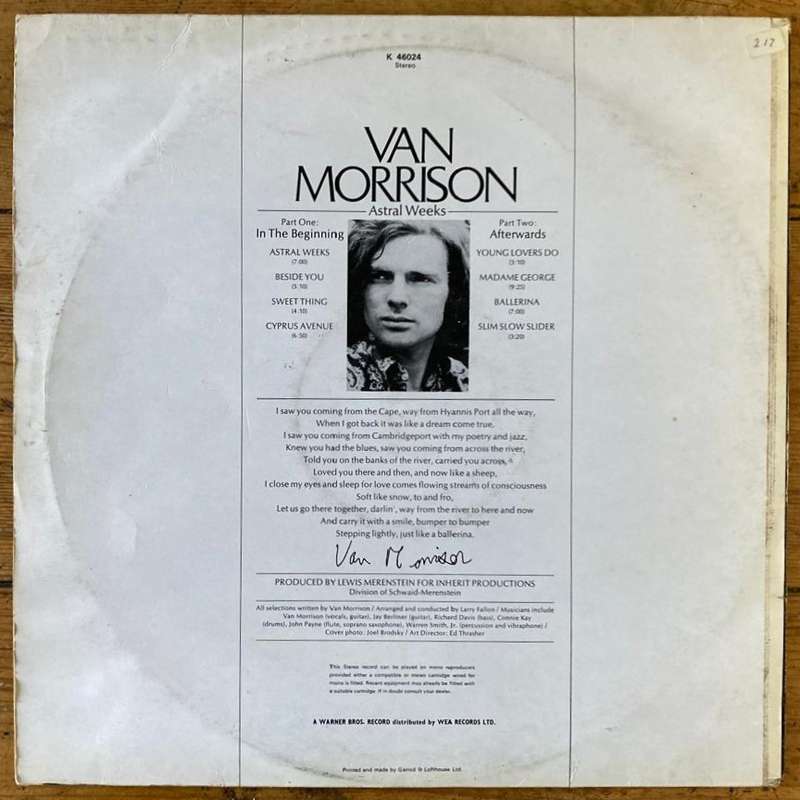 Van Morrison - Astral Weeks LP/Album (1973 UK import) G+/VG