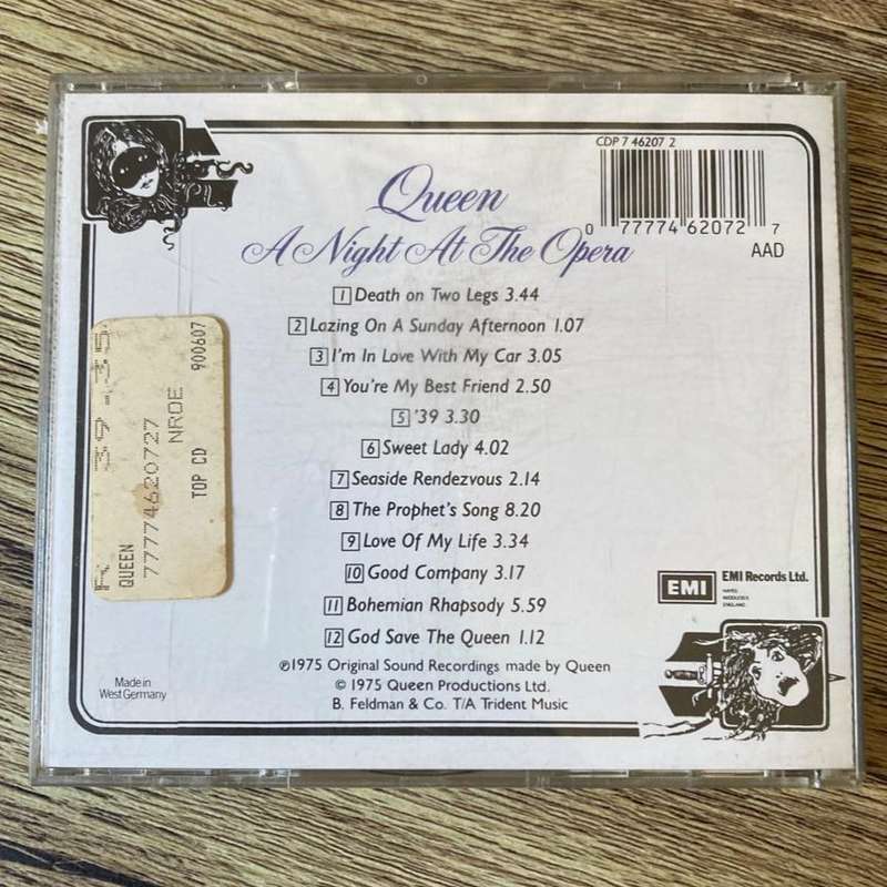 Queen - A Night At the Opera CD/Album (1986 German import) VG+/VG+