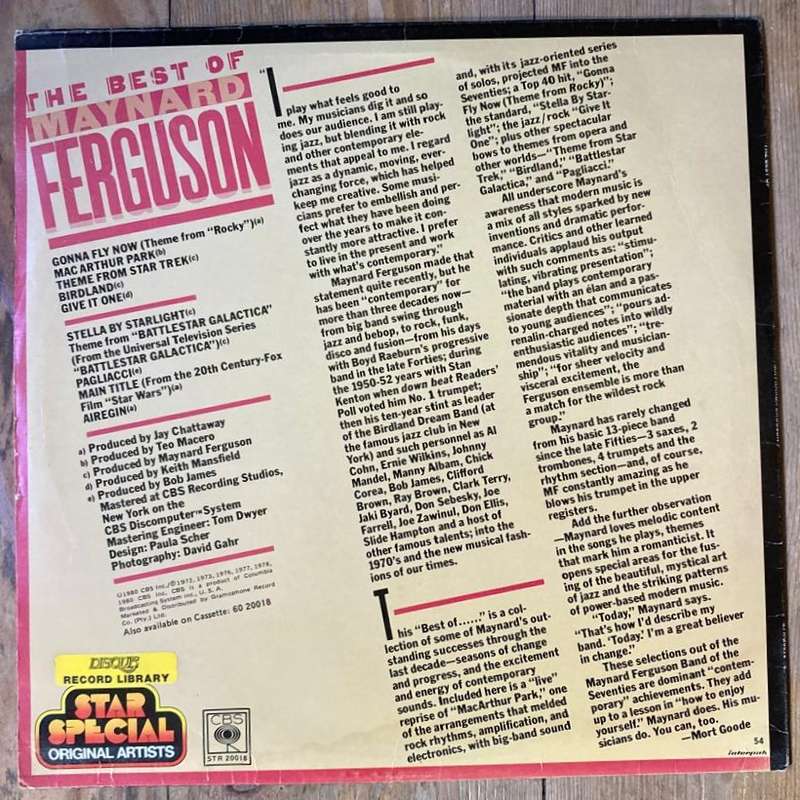 Maynard Ferguson - The Best Of (1980 SA press) VG+/VG
