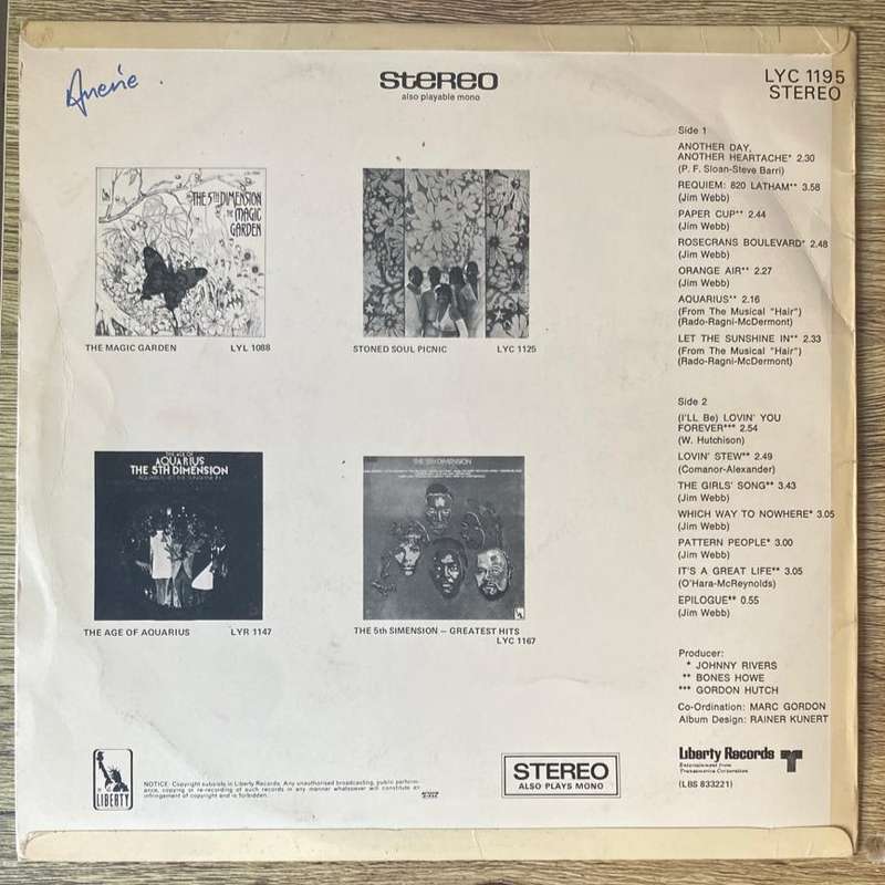 The 5th Dimension - The Fantastic 5th Dimension Vol. 2 LP/Comp. (1970 SA press) VG/VG