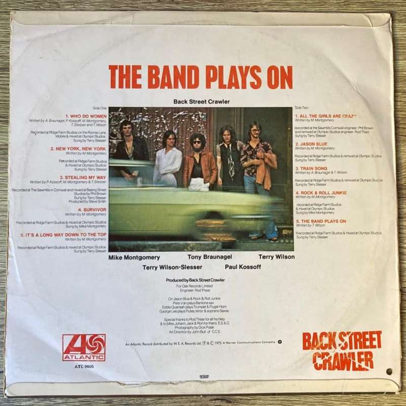 Back Street Crawler - The Band Plays On LP/Album (1975 SA press) VG+/VG