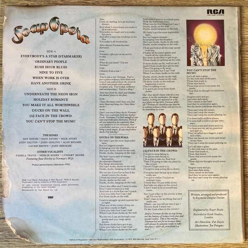 The Kinks - Soap Opera LP/Album (1975 SA press) VG+/G