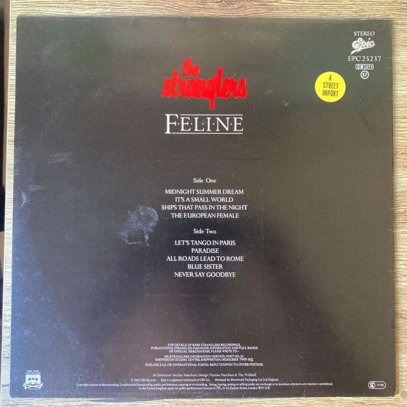The Stranglers - Feline LP/Album (1983 UK import) VG+/VG+