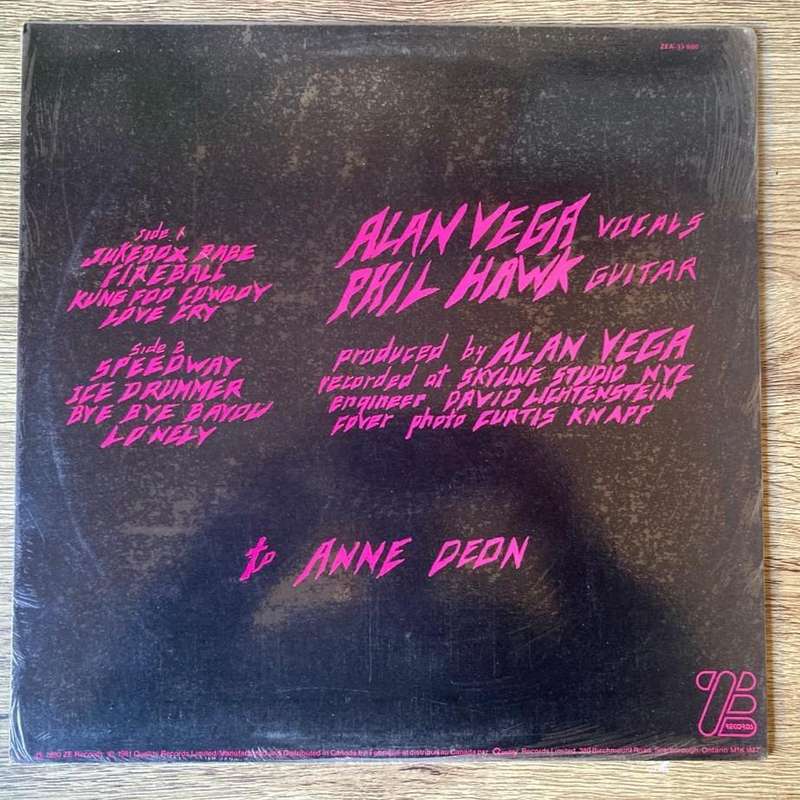 Alan Vega (self-titled) LP/Album (1981 Canadian import) VG+/VG+