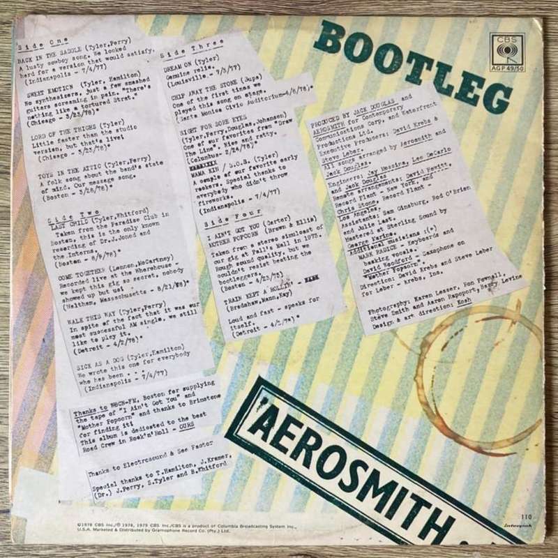 Aerosmith - Live! Bootleg 2xLP/Album (1978 SA press) VG/G+/VG