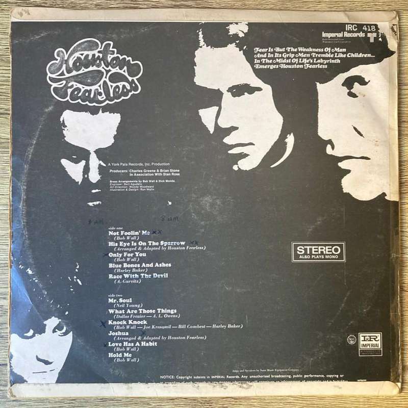 Houston Fearless (self-titled) LP/Album (1969 SA press) VG/G+