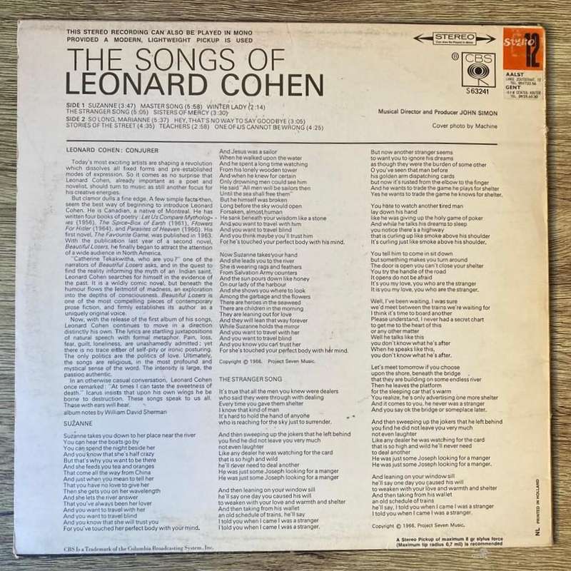 Leonard Cohen - Songs of Leonard Cohen LP/Album (1972 European import) VG+/VG