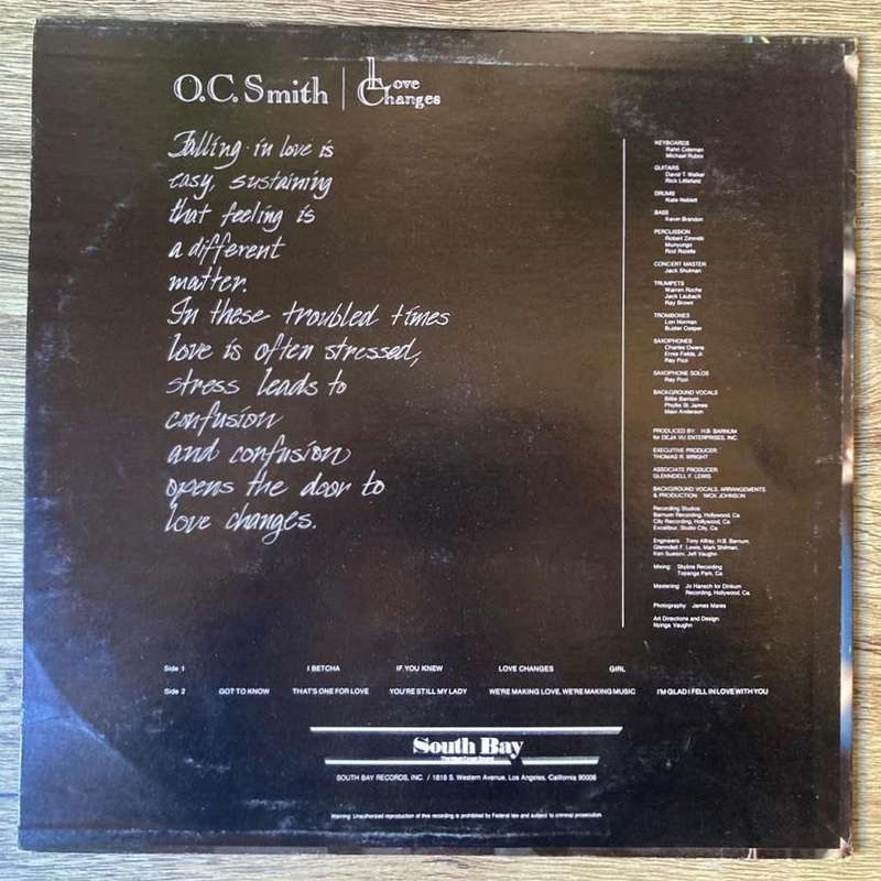 O.C. Smith - Love Changes LP/Album (1982 US import) VG+/VG+