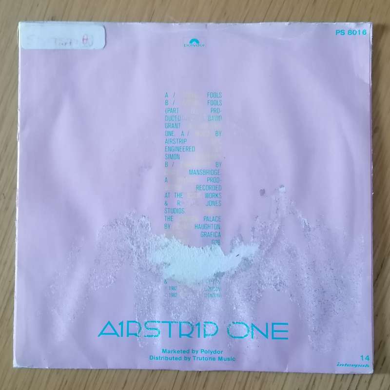 Airstrip One - Social Fools 7"/single (1982 SA press) VG+/G