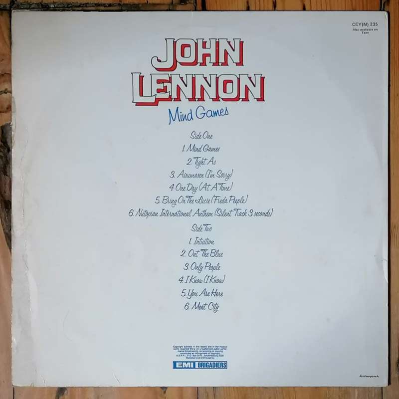 John Lennon - Mind Games LP/Album (1981 SA press) VG/VG