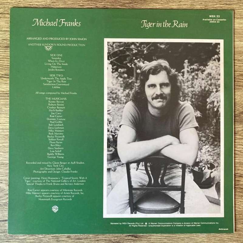 Michael Franks - Tiger In the Rain LP/Album (1979 SA press) VG/VG+
