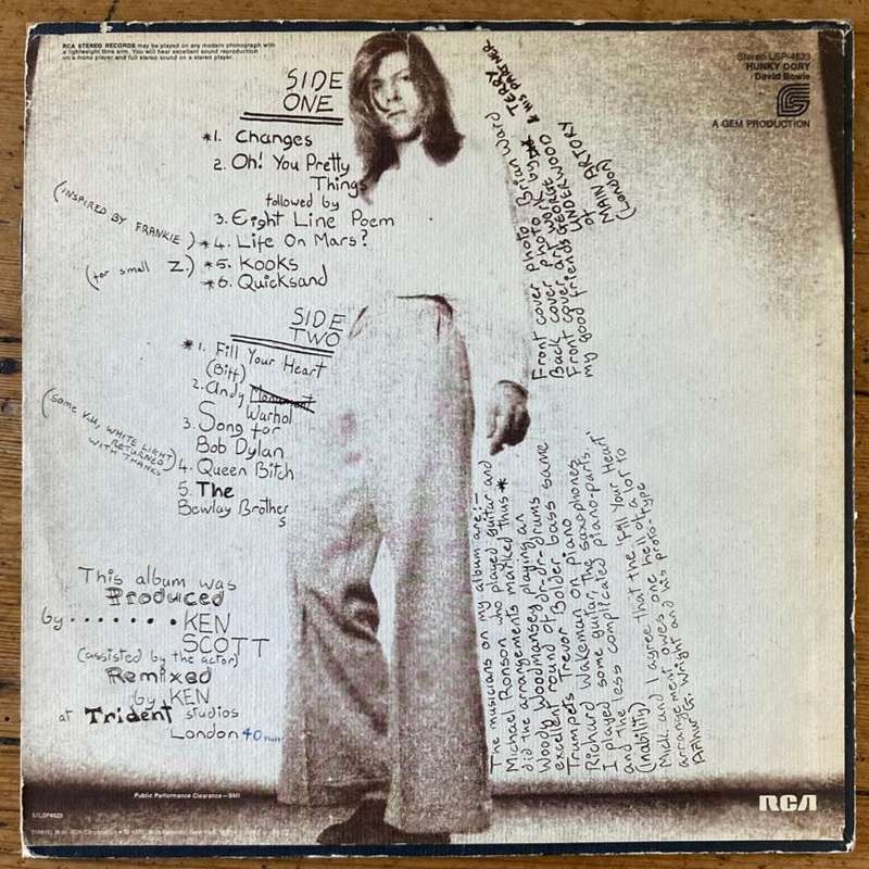 David Bowie - Hunky Dory LP/Album (1971 US import) VG/VG