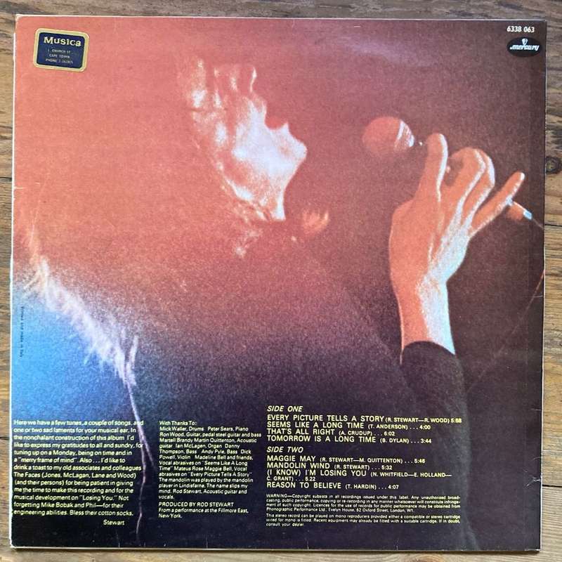 Rod Stewart - Every Picture Tells a Story LP/Album (1971 Italian import) VG/VG+