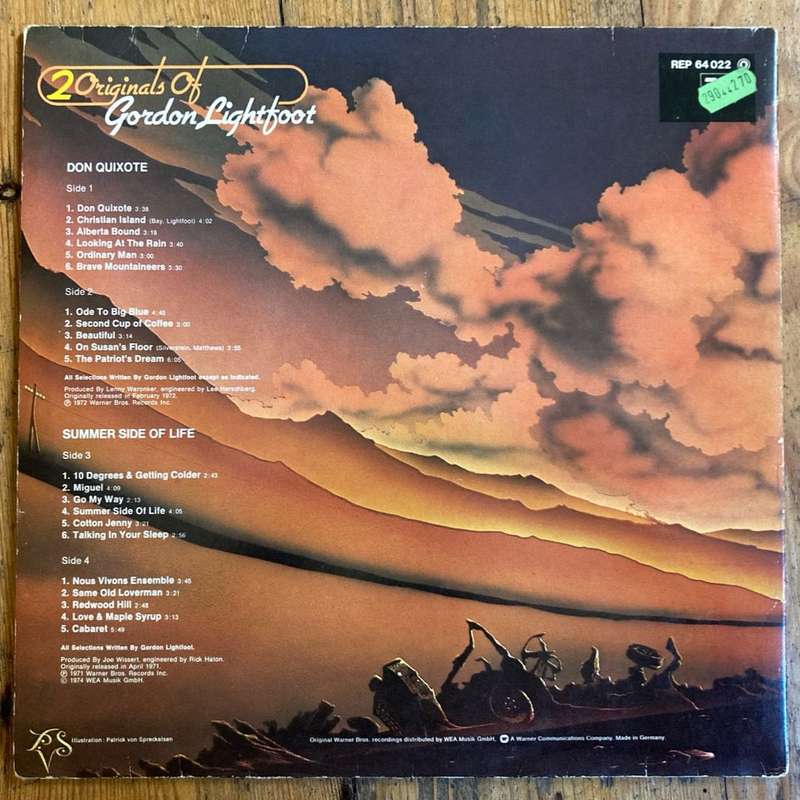 Gordon Lightfoot - 2 Originals: Don Quixote/Summer Side of Life 2xLP/Comp (1974 German import)