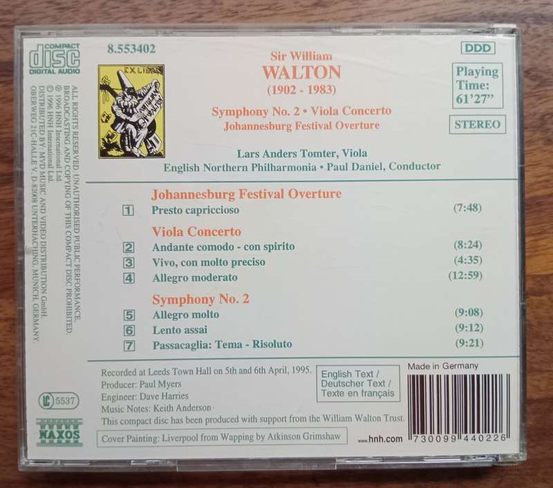Walton: Symphony No. 2, Viola Concerto, Johannesburg Festival Overture