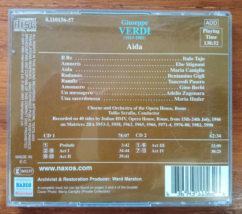 Verdi: Aida (2CDs, with Gigli, recorded 1946)