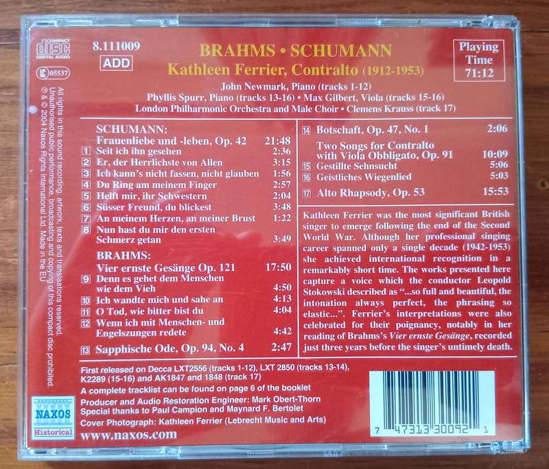 Brahms & Schumann: Songs (Ferrier)