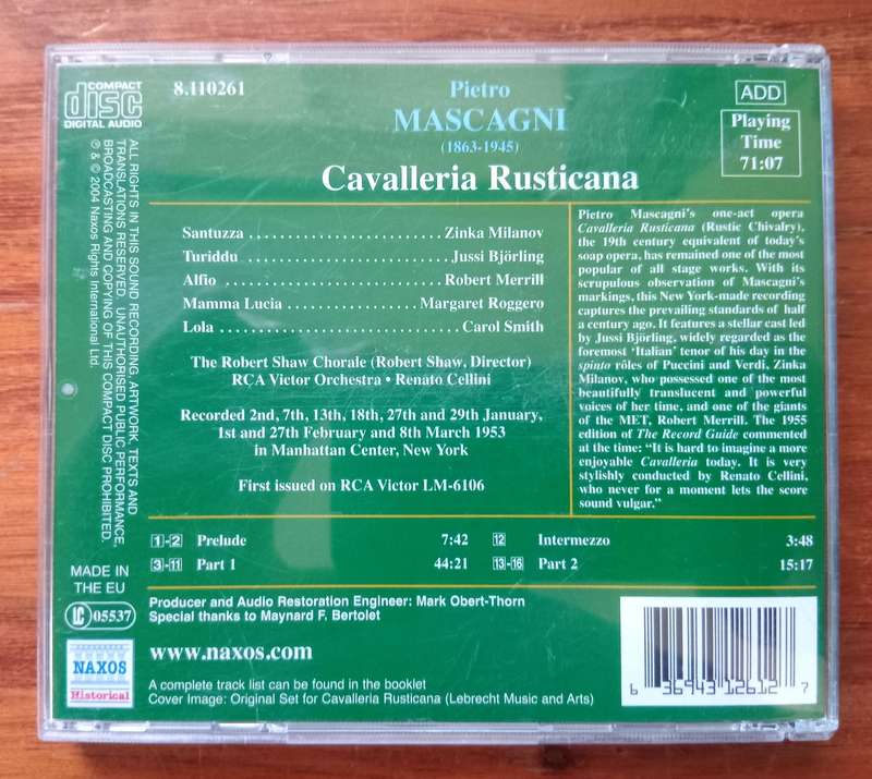 Mascagni: Cavalleria Rusticana (Cellini, 1953)