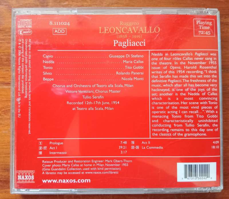 Leoncavallo: Pagliacci (Serafin, 1954, with Callas)