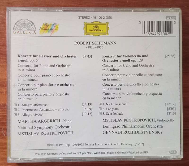Schumann: Piano & Cello Concertos (Argerich & Rostropovich)