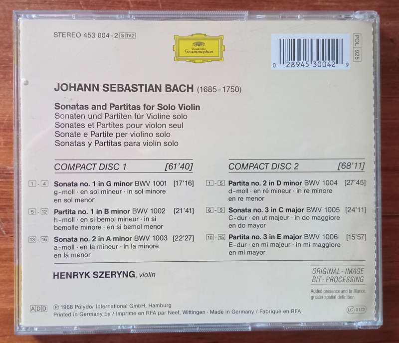 Bach: Sonatas & Partitas for Solo Violin (2CDs, Szeryng)