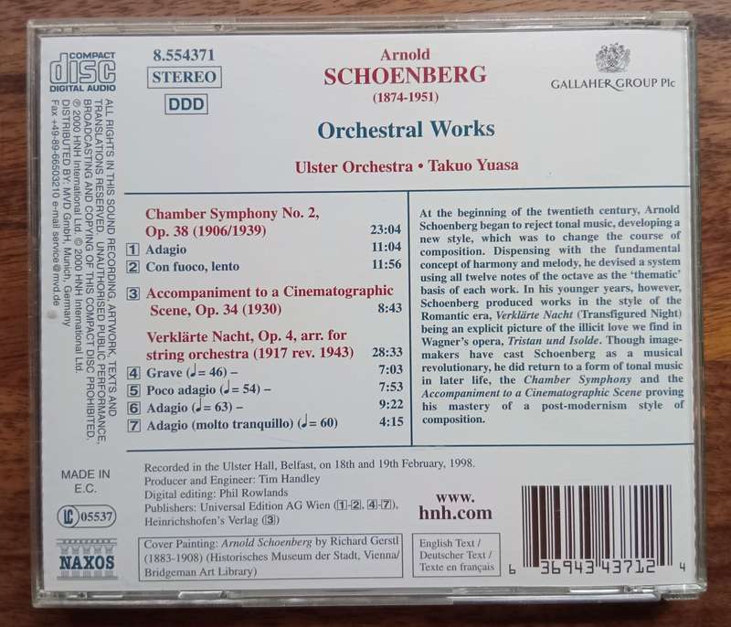 Schoenberg: Verklarte Nacht, Chamber Symphony No. 2