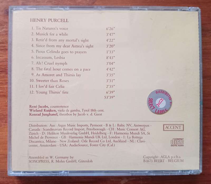 Purcell: Tis Nature's Voice and other Songs and Elegies