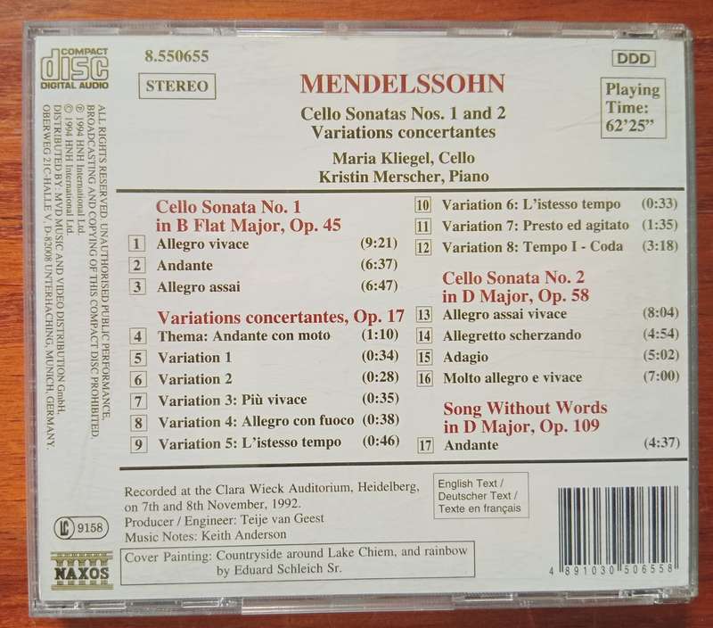Mendelssohn: Cello Sonatas Nos. 1 & 2