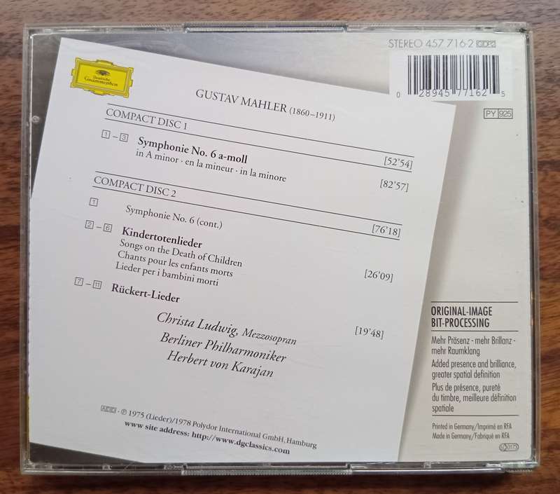 Mahler: Symphony No. 6, Lieder (Karajan, 2CDs)