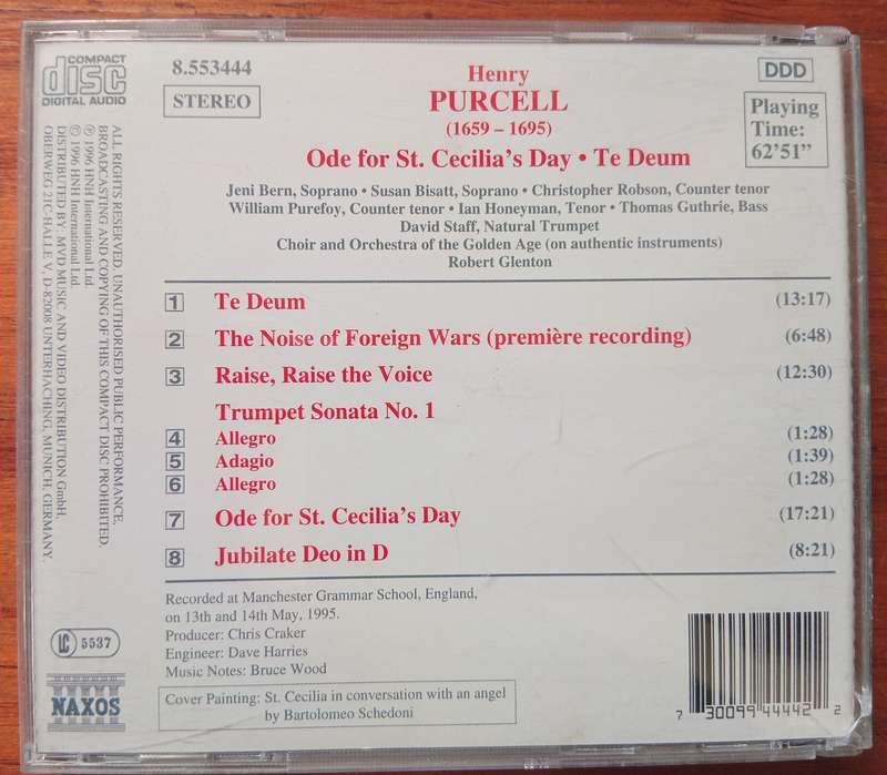 Purcell: Ode for St. Cecilia's Day, etc.