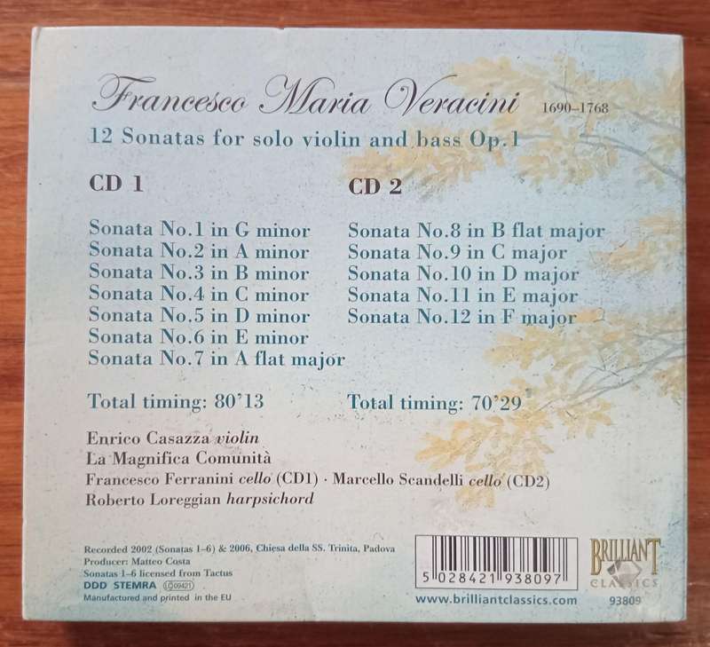 Veracini: Violin Sonatas Op. 1 (2CDs)