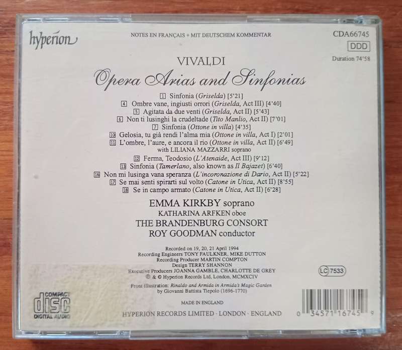 Vivaldi: Opera Arias and Sinfonias