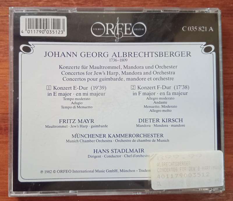 Albrechtsberger: Concertos for Jew's Harp, Mandora and Orchestra