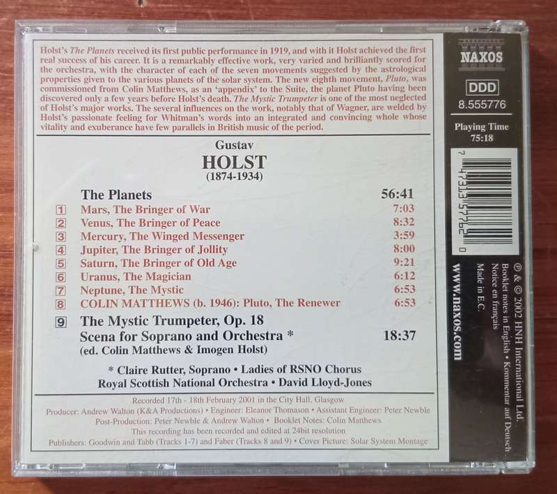 Holst: The Planets (with 'Pluto' by Matthews)