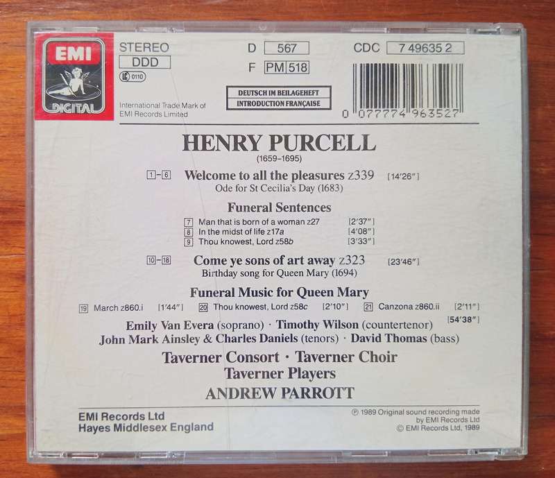 Purcell: Come Ye Sons of Art Away, Funeral Music, etc.