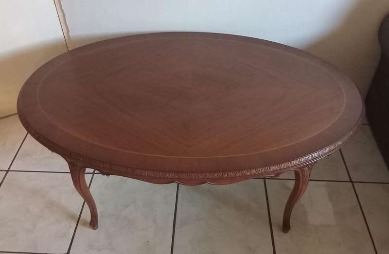 Ornate Solid Wood Coffee Table with Decorative Carving