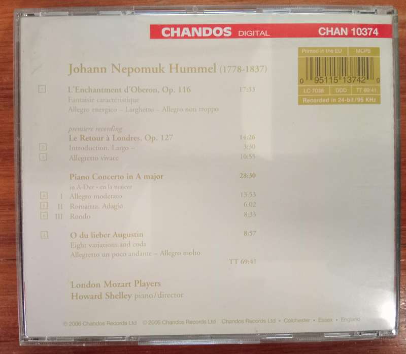 Hummel: Piano Concerto in A, etc.