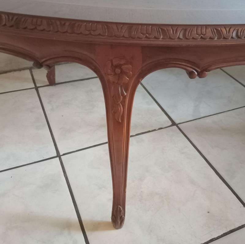 Ornate Solid Wood Coffee Table with Decorative Carving