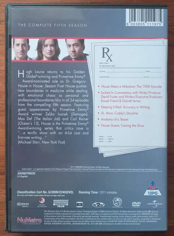 House (Season 5, Last Disc Missing)