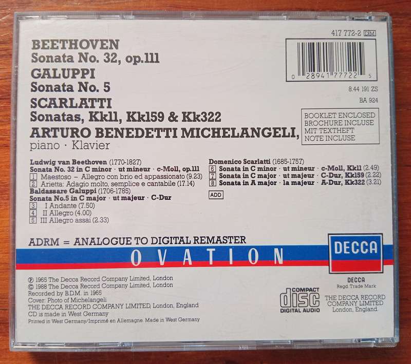 Beethoven: Piano Sonata No. 32, etc. (Michelangeli)
