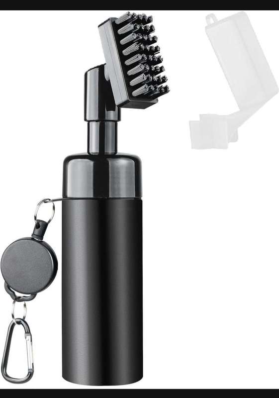 Golf Club Cleaner Brush with Spray and Retractable Clip