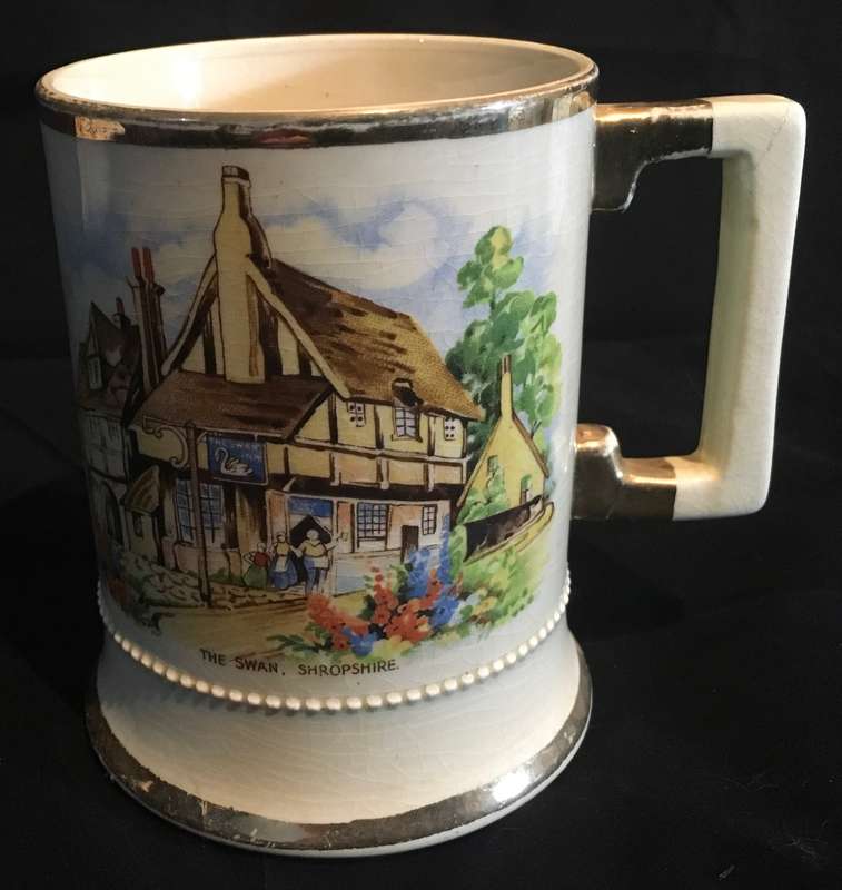 Antique Arthur Wood Tankard, The Swan Shropshire, England