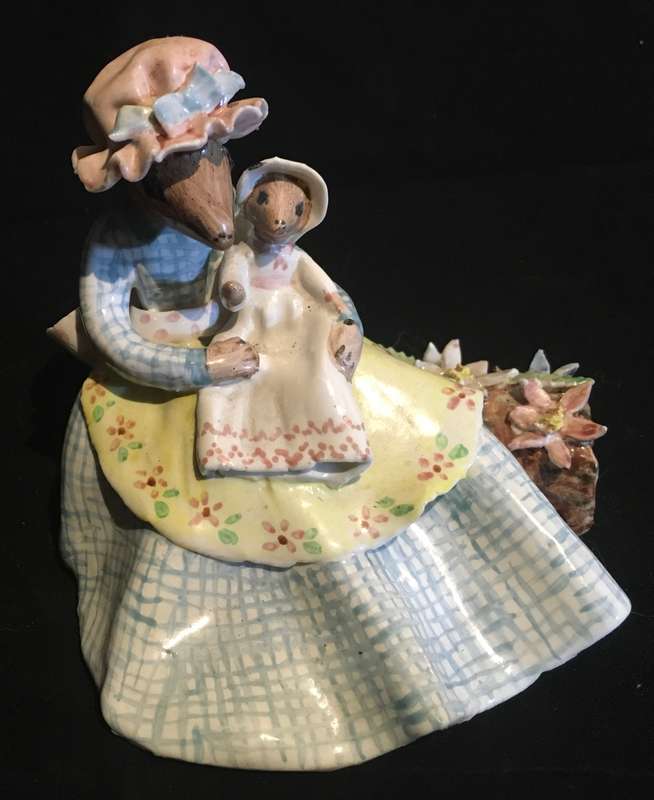 Porcelain mother and baby mouse