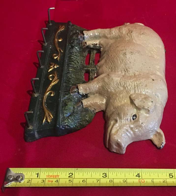 Key hooks hanger (5) Cast iron Pig  - Vintage