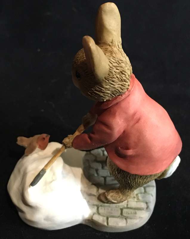 Beatrix Potter Peter Rabbit Shovelling Snow Figurine