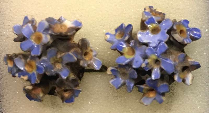 Vintage Denton England Bone China Blue flowers screw back earrings