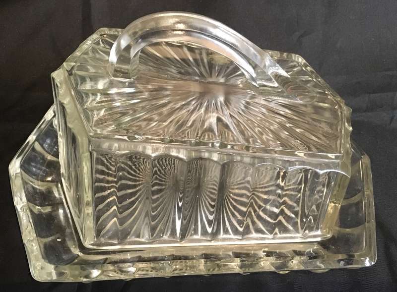 Butter dish - pressed glass. 1950.  - 1959